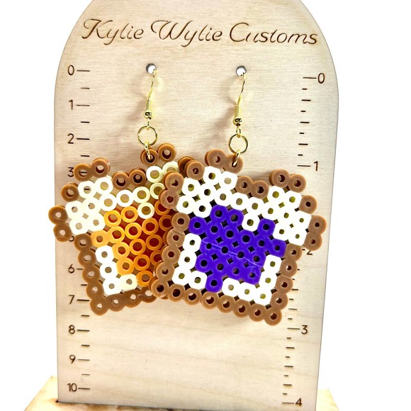 8-Bit Toast Earrings - PB&J Earrings - Peanut Butter Jelly Toast - Butter Toast - Picture 8 of 10